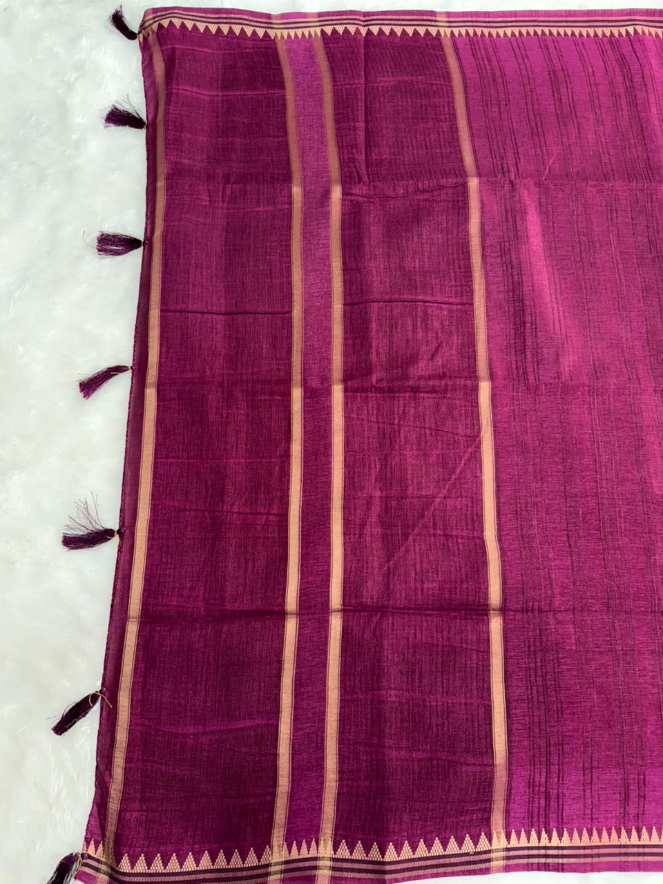Royal Magenta Raw Silk Saree with Antique Zari
