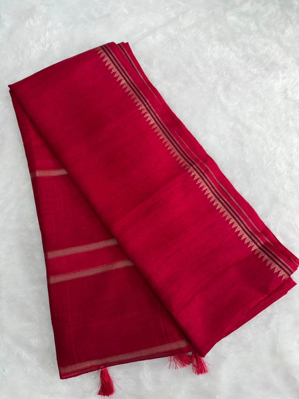 Dark Pink Raw Silk Saree with Antique Zari