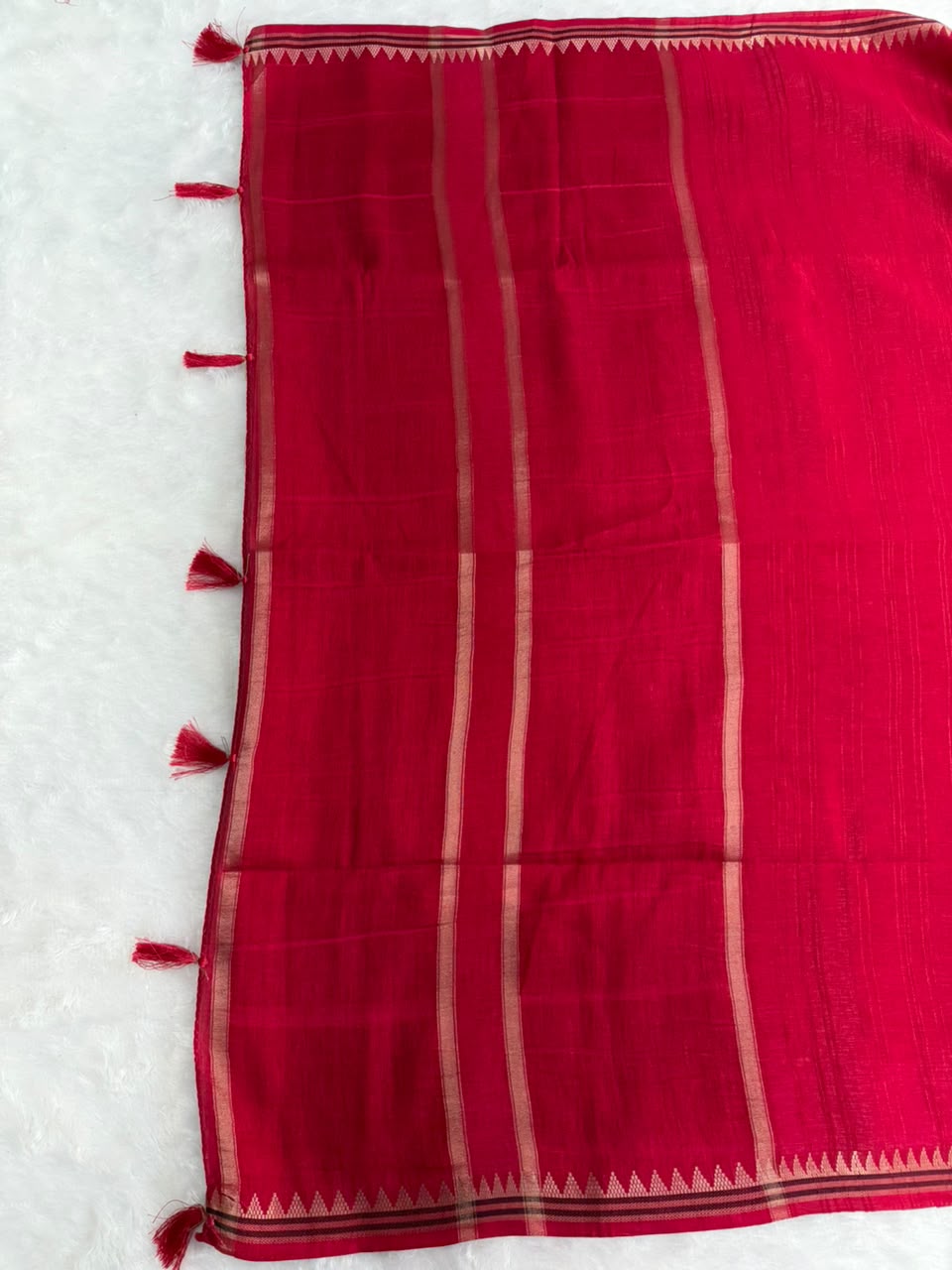Dark Pink Raw Silk Saree with Antique Zari