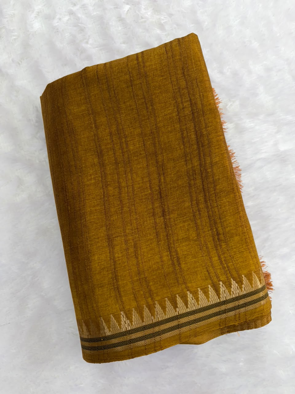 Mustard yellow Raw Silk Saree with Golden Zari