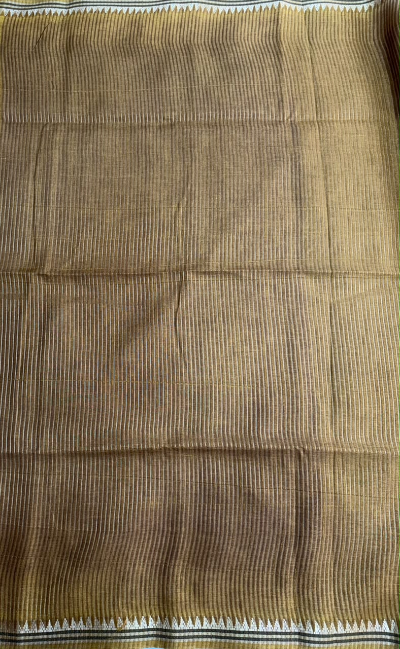 Mustard yellow Raw Silk Saree with Golden Zari