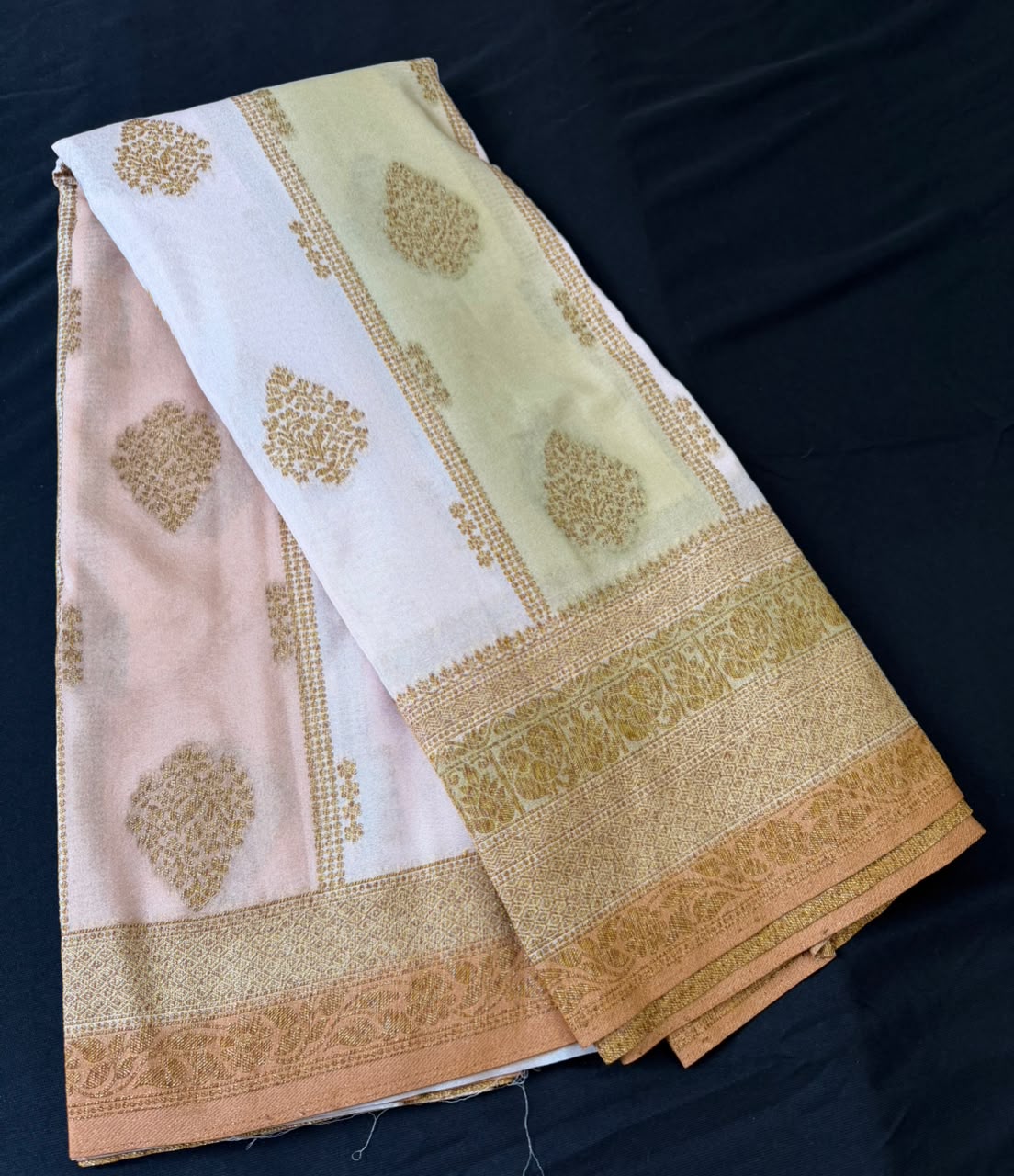 Powder Blue, Pastel Pink & Mint Green Zari Kaddi Georgette Saree