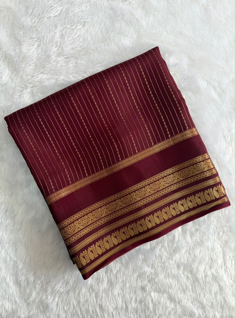Royal Maroon Elegance Premium Crepe Saree with mango border