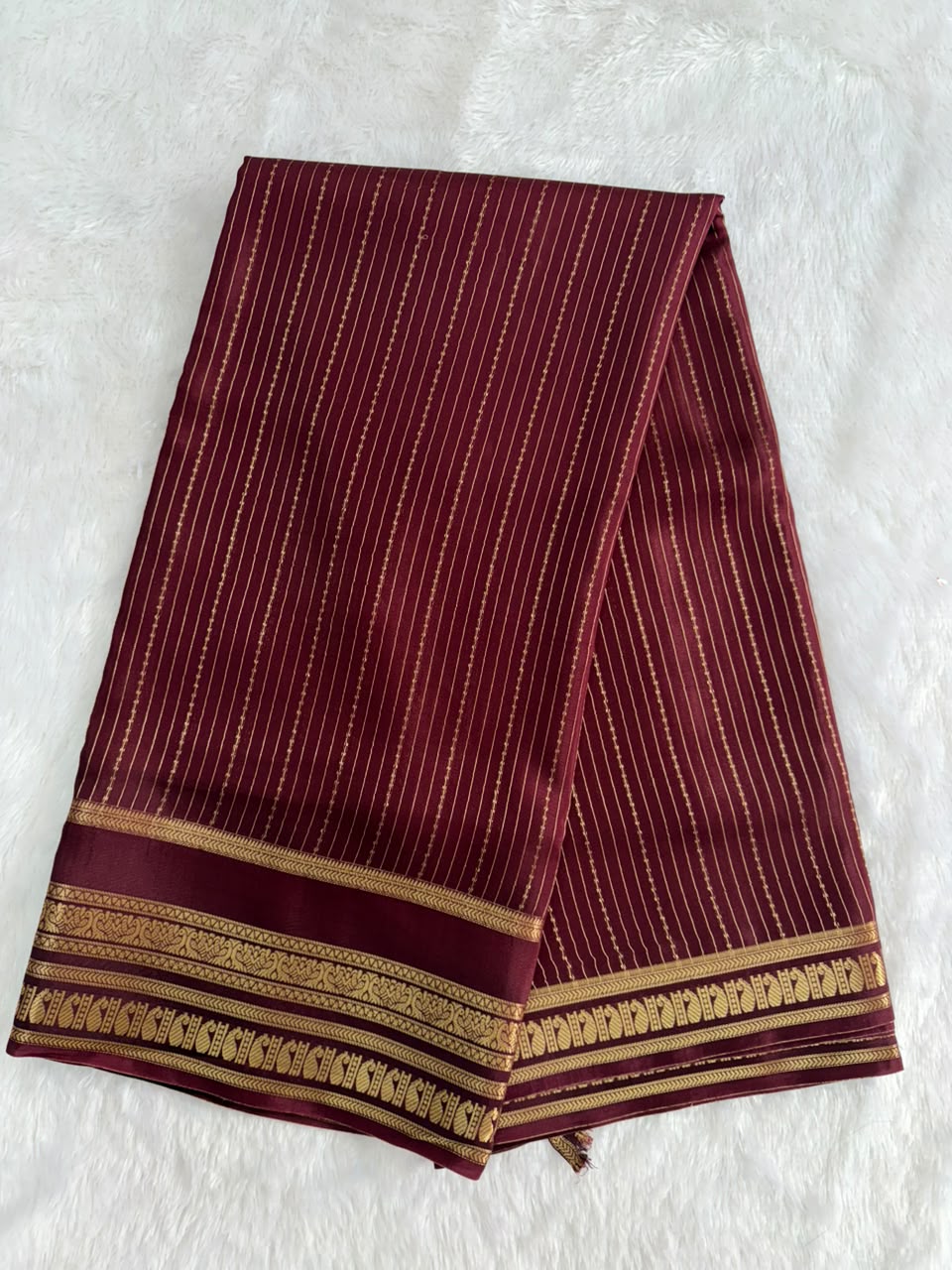 Royal Maroon Elegance Premium Crepe Saree with mango border