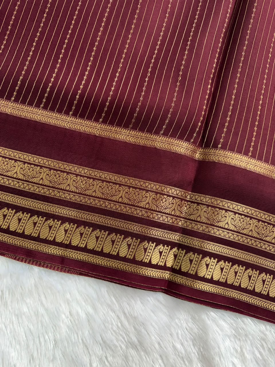 Royal Maroon Elegance Premium Crepe Saree with mango border