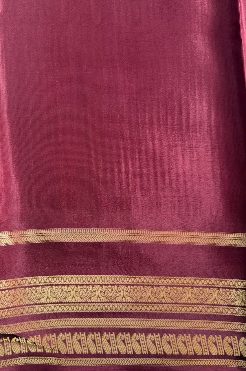 Royal Maroon Elegance Premium Crepe Saree with mango border