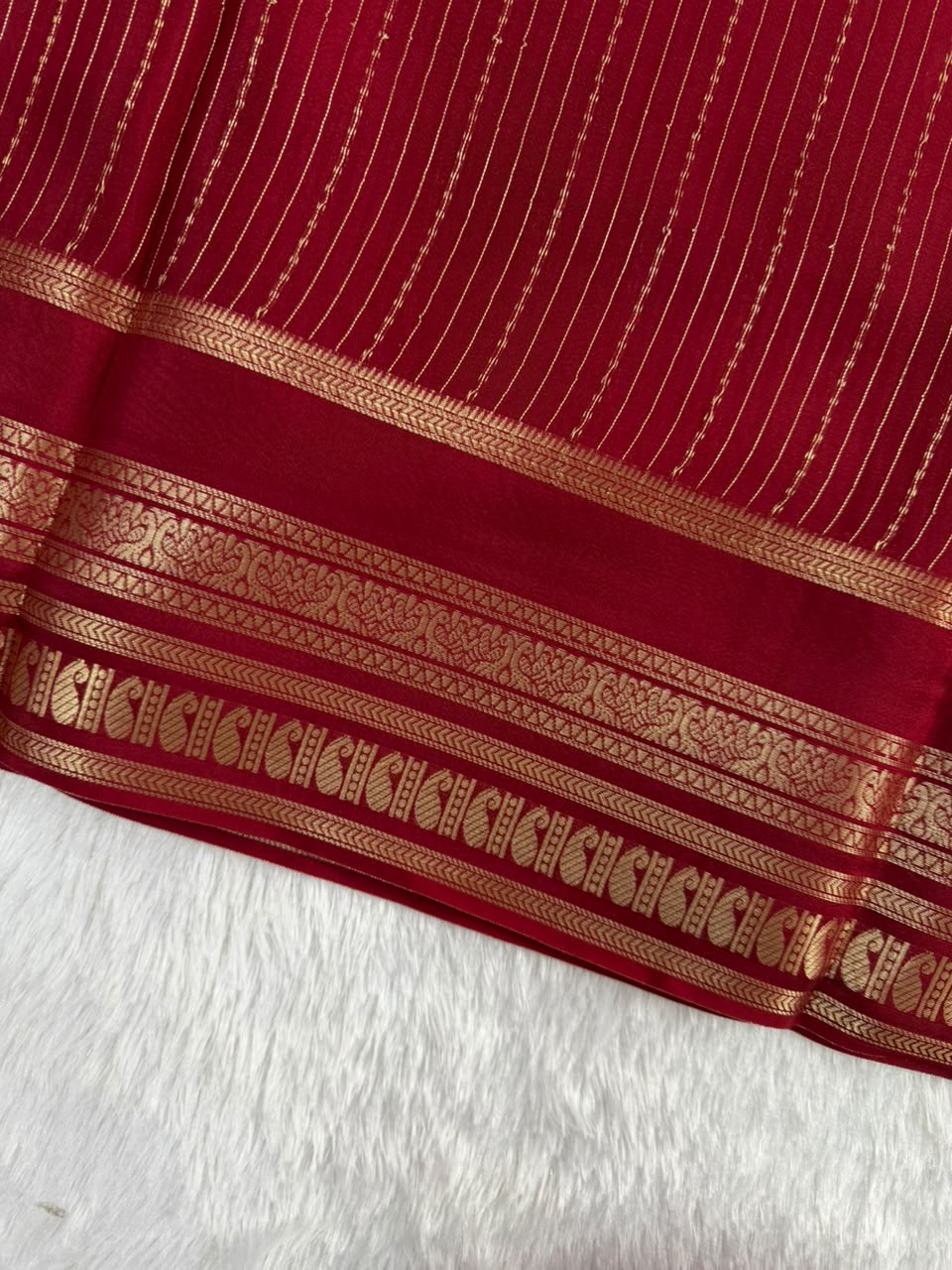 Elegant Terracotta Red Premium Crepe Saree with Mango Border