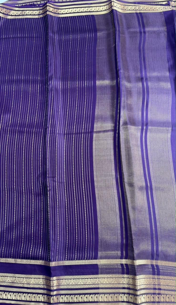 Elegant Royal Deep Purple Premium Crepe Saree with Mango Border