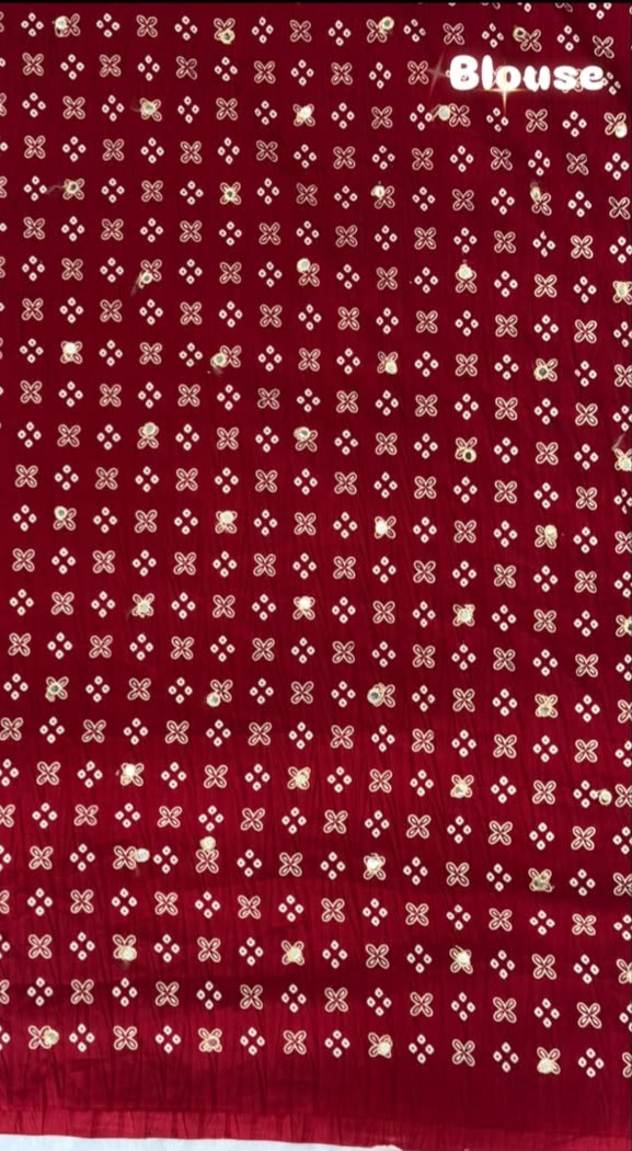 Crushed rich maroon and earthy beige palette Bandani Silk Saree with Mirror Work