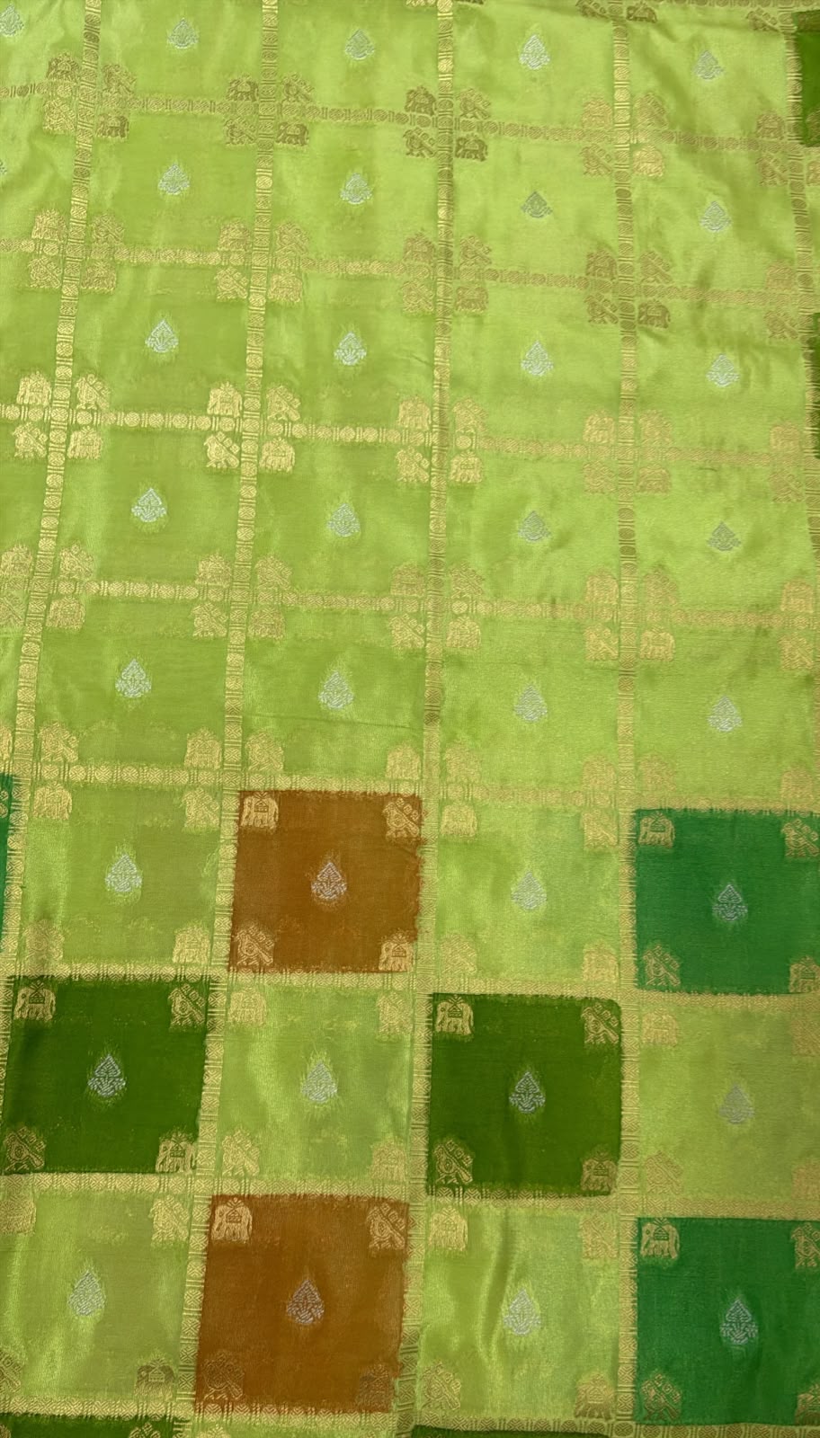 Lime Green & Pista Green Multicolour Runket Crepe Saree